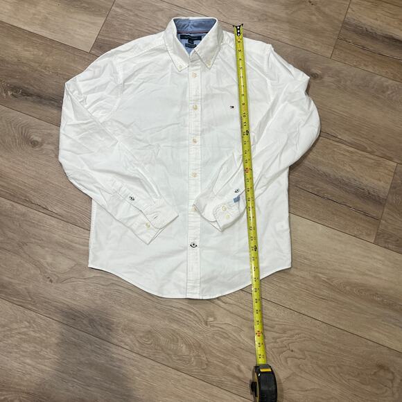 TOMMY HILFIGER Men's Regular Fit Stretch Oxford Shirt Size M In White - Picture 2 of 7